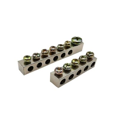 Tembaga Neutral Busbar PCB Screw Terminal 100A 2-8 Pole Tin-dilapisi DIN Rail dipasang